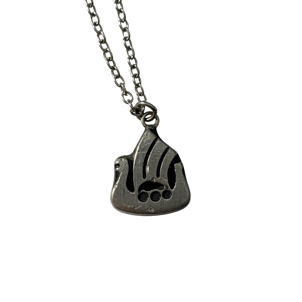 Vintage Sweden Swedish Silver Tone Rune Tennesmed Style Viking Boat‎ Necklace - Picture 2 of 5